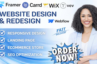 design a responsive framer to figma, webflow, carrd, wix, tilda or vev website