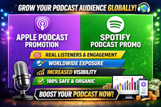 do apple podcast promotion, spotify podcast promo to grow new audiences globally