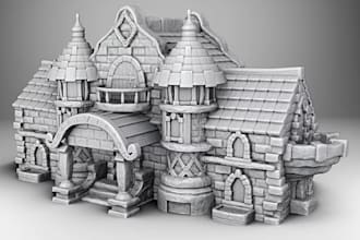 sculpt 3d medieval castle,dnd house terrain,3d printable tabletop building,ruins
