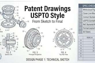 create uspto compliant patent drawings for your invention sketch into profession