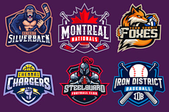 create custom football, basketball, baseball and esports logo design