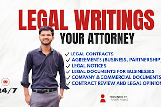 draft legal agreements, contract, legal notice and documents