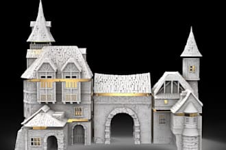 sculpt 3d fantasy house,cottages or dnd terrain building,medieval miniature stl