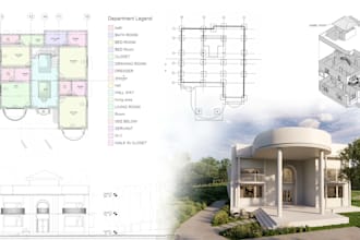 do architectural 3d modeling, 2d floor plan, revit, sketchup and rendering
