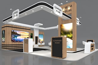 create and render 3d exhibition stall trade show booth kiosk expo and stand