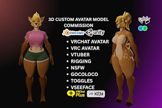edit  vrchat avatar with facial expression, furry nsfw model and vr character