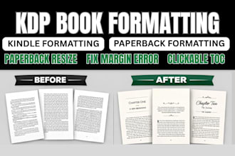 do kindle formatting for amazon KDP, paperback resize and fix margin error