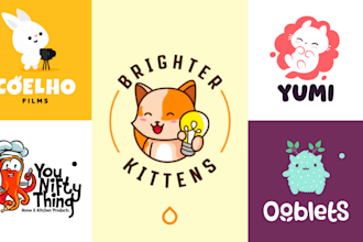 create a cute kawaii cartoon mascot logo design