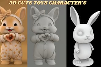 create cute 3d toy, action figurines custom toy cad design stl for 3d printing