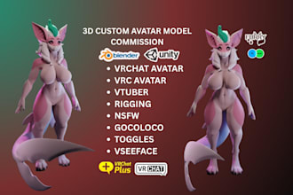 edit  vrchat furry avatar, 3d nsfw model vtuber model,for pc quest  unity