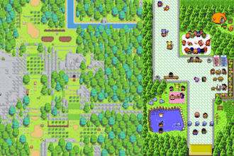pixel art tileset pokemon gen 3,4,5, gameboy, gbc tileset for rpg, rom hack