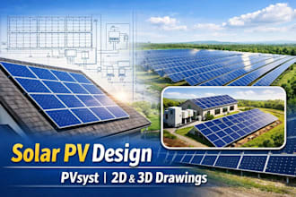 design complete solar pv systems with pvsyst, 2d and 3d drawings