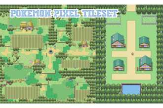 pokemon gen 3, 4, 5 pixel tileset, tilemap, overworld assets for rpg games