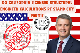 licensed architect, structural engineer, pe stamp for permit in california ca