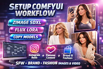 setup comfyui workflow zimage sdxl flux lora copy instagram reels fanvue model