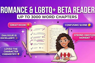 beta read your romance or lgbtq webnovel chapter up to 3000 words