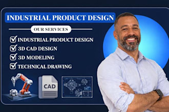 do industrial product design, 3d cad design, 3d modeling and technical drawing