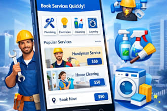build handyman app, on demand app home service app laundry app multi service app