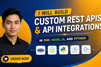 build custom rest apis and API integrations in PHP, node js, and python