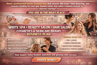 write spa beauty salon hair salon cosmetics skincare brand business plan startup