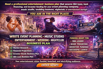 write event planning music studio entertainment wedding nightclub business plan
