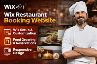 design wix restaurant website with online food ordering menu booking wix website