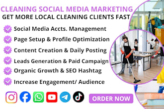 do social media marketing and generate leads for cleaning services