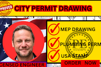 city permit drawing plan,building permit,mep drawing,plumbing permit,usa stamp