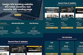 design wix booking website, wix hotel, vacation, taxi website, wix landing page