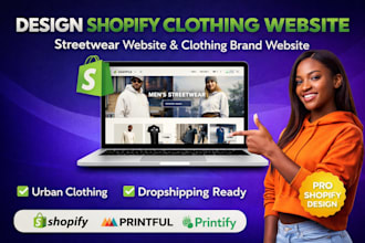 design shopify clothing website, streetwear website and clothing brand website