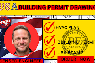 building drawing,hvac plan,building permit,adu permit,permit ready ,usa stamp