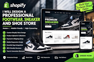 design a shopify footwear and sneakers store and professional online shoe store