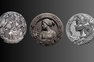 sculpt detailed 3d bas relief, coin or medallion for 3d printing