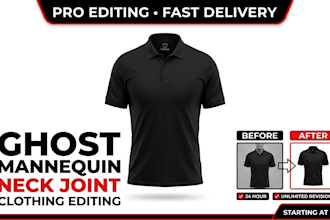 do ghost mannequin neck joint editing for clothing apparel