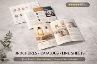 design tri fold brochure, product catalog or line sheet for business