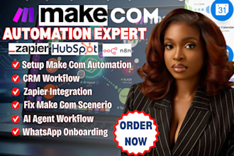 create and fix make com automation , make com scenerio with ai agent workflow