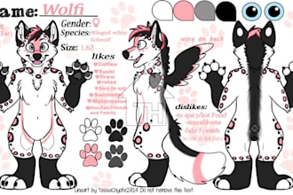 design an anthro character or furry character reference sheet