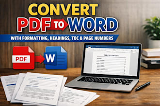 convert PDF to word with ocr, formatting, tables and page numbers
