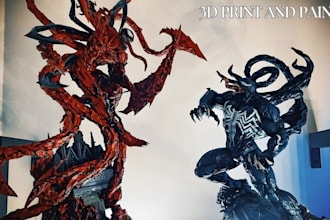 3d print and hand paint custom action figure, superhero statue bust collectibles