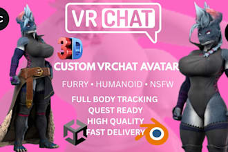 create custom vrchat avatar, furry avatar and 3d VR character