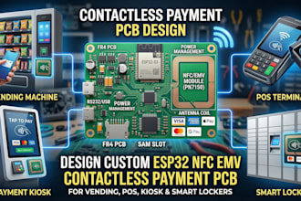 design esp32 nfc emv contactless payment reader pcb for vending machines