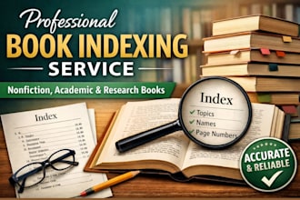 create a professional book index, back of book indexing for nonfiction academic