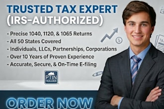 prepare and efile US tax returns 1040 1120 1065 for individuals and businesses
