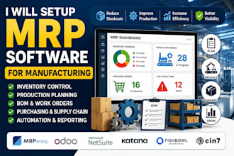 setup mrp software for inventory production bom purchasing and automation