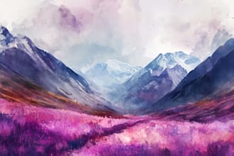 draw a watercolor landscape illustration
