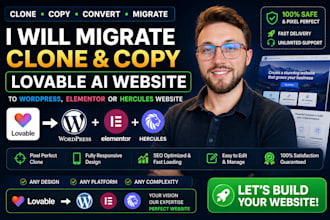 migrate clone copy lovable ai website to wordpress elementor or hercules website