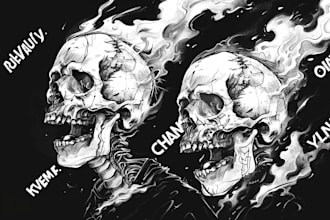 draw awesome skull or skeleton illustration for you