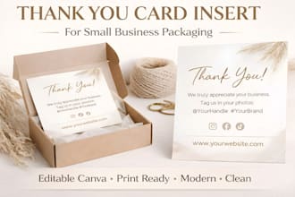 design thank you card for small business packaging and branding