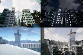 build custom minecraft city map medieval fantasy castles lobby spawn as builders