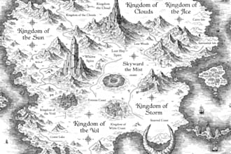 draw high quality professional fantasy map for dnd campaign